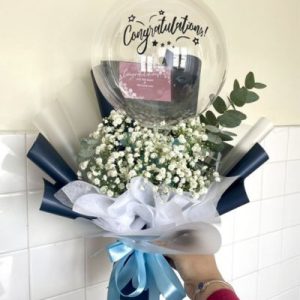 Large Balloon with Baby Breath